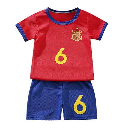 Fotboll Träningsdräkt Barn Pojkar T Shirts Shorts Träningsoverall Set Spain National Team 6 1-2 år = EU 74-80