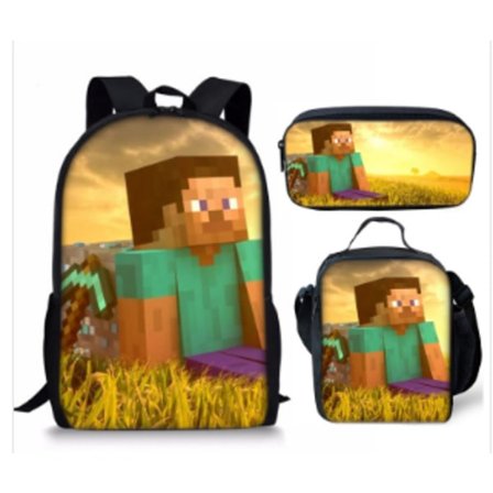 MINECRAFT Oppilaiden koulukassit My World -pelin reppukokoelma kolmen osan sarja