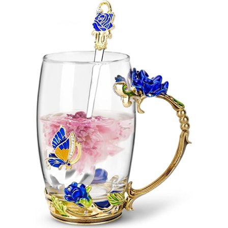 Lahjat äidille naisille Äitienpäivä Lasi Kahvi Emali Muki Paras Syntymäpäivä Perhonen Ruusu Tytär Lahjat Hänelle