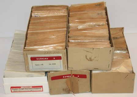 Danmark - Dubletsamling i 5 kartotekskasser - Stemplet