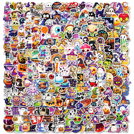 300 kpl Halloween-tarroja, vedenkestäviä, tarttuvia vinyylitarroja, söpöjä Halloween-tarroja lapsille, Halloween