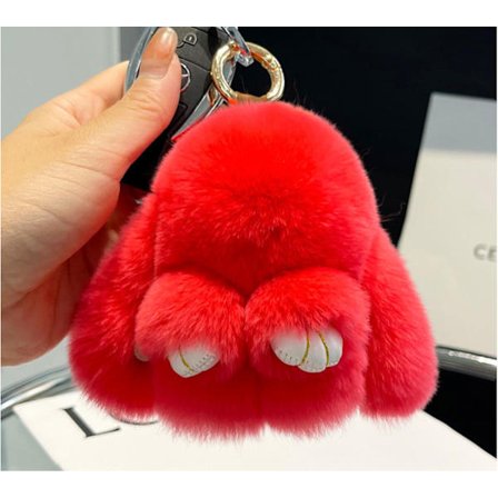 Blød Fluffy Kanin Nøglering Sød Plys Kanin Nøglering Plys Kanin Nøglering Kunstig Pels Nøglering Pompom Nøglering Dekoration