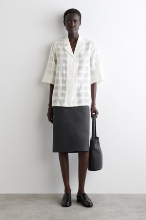 COS Femme Chemise Resort Diaphane À Carreaux in Blanc