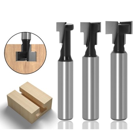 8mm T-spor fres, T-spor fresesett, 3 stk. (7,93/9,52/12,7 mm) skaft med blad Trebearbeiding freser for Powe