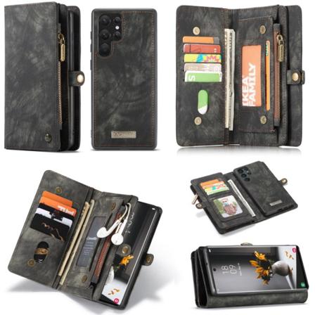 Caseme Multi-slot 2 I 1 Plånboksfodral Galaxy S22 Ultra Svart