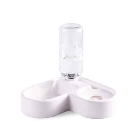 Dobbel katteskål, automatisk mater 500 ml skål, kattemating og drikkeflaske, hundeskål, kjæledyrutstyr, plassbesparende - 21MSW0825A09438