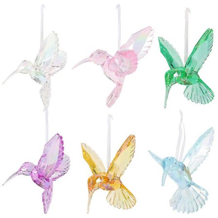 6 stk Kolibri Ornament Kolibri Anheng Dekorativ Kolibri Dekorasjon