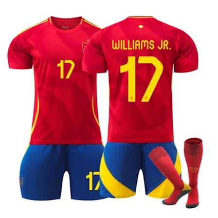 Williams JR. 17 Spania EM Hjemmefotballdrakt Siste Voksen Ny Sesong Barnefotballdrakt Kids 18(100-110cm)