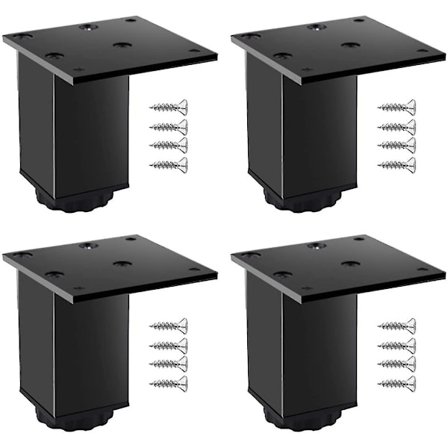 4 stk justerbare møbelben i aluminiumlegering, firkantede rørben til bord