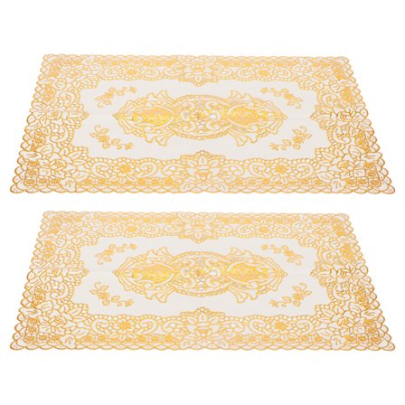 2 STK 30cmx45cm PVC Bordmåtte Guld Dækkeservietter Kop Underlag Køkken Bryllupsdekoration Stil 3