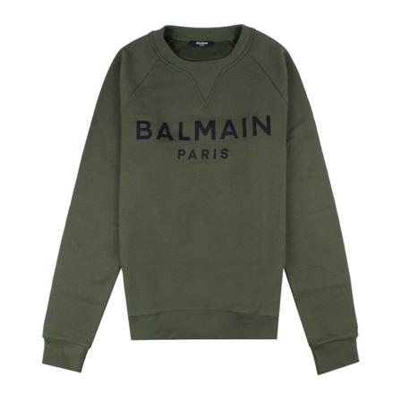 Balmain, Logo Sweatshirt Zielony, Mężczyzna, Rozmiar: L