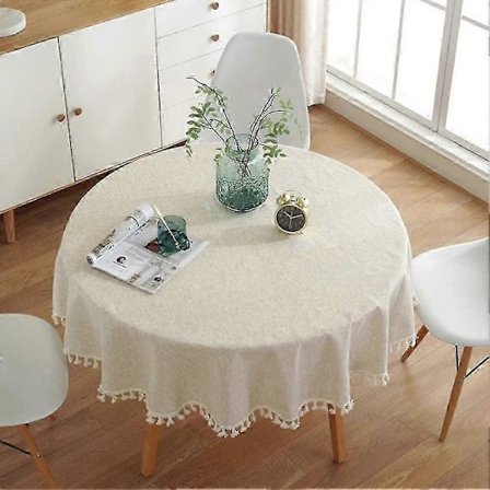 120 cm rund duk enfärgad tofsduk bomullsduk lämplig