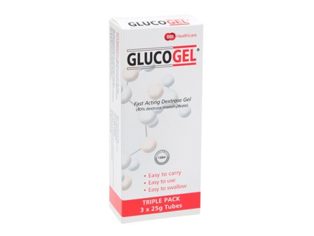 Glucogel Hurtigvirkende dextrosegel, 3 x 25 g