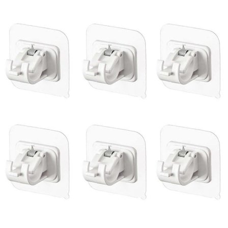 6 stk. selvklebende gardinstangbrakett, gardinstangbraketter uten boring, draperikrokholdere, håndklestang, festestangholder (hvit)