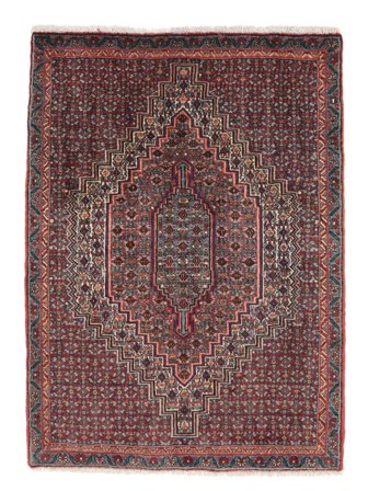 Persischer Senneh Teppich 74X103 Schwarz/Dunkelrot (Wolle, Persien/Iran)