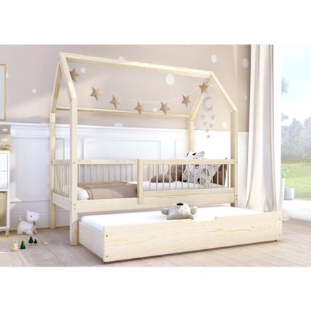 Lasten mökin sänky - Profiwood - Zori BIS2 Mökkisänky lisävuoteella, skandinaavinen tyyli, luonnonmukainen, 90×200 cm