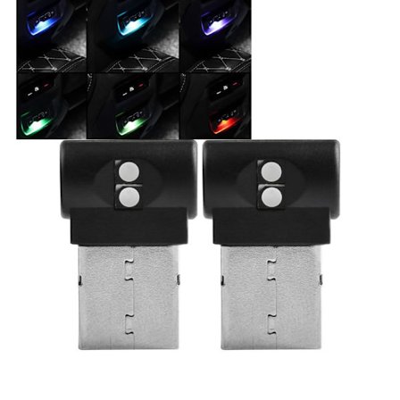 USB-bilens omgivande belysning, Mini 7 färger knappkontroll LED-modell