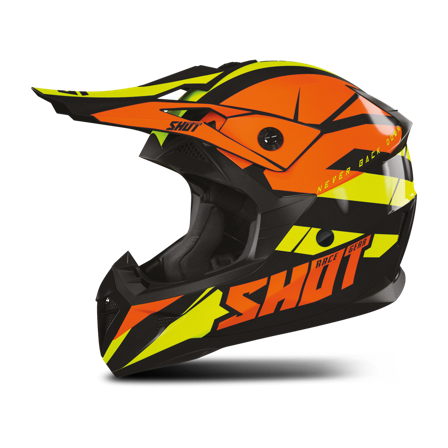Casco Cross Bambino Shot Pulse Revenge Nero-Arancio-Giallo Neon L