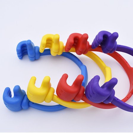 4-pakke Tommel opp mobiltelefonholder, justerbart silikontablettstativ