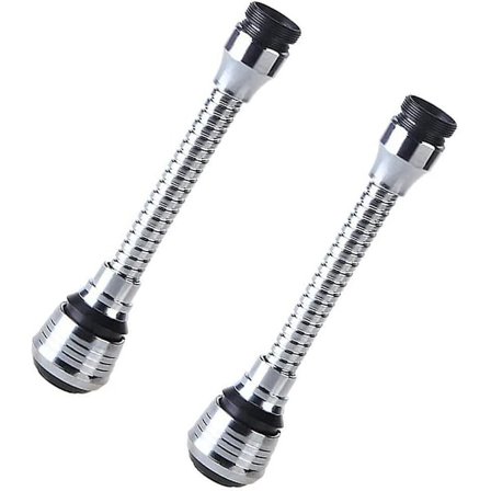 2 st Sprinkler Kökskran Förlängning Flexibel Kran Sprayer Gängad Gränssnitt, Silver