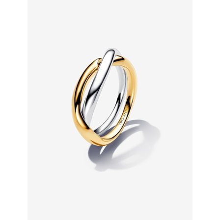 Pandora - Tofarget ring med sammenflettede bånd - Sterling sølv, 14k gullbelegg