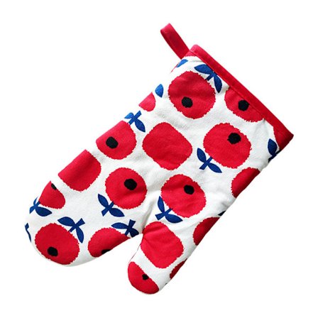 Røde æble-varmebestandige ovnhandsker, varmebestandige skridsikre ovnhandsker, mikrobølgehandsker, håndbeskyttelse til pizza, grill