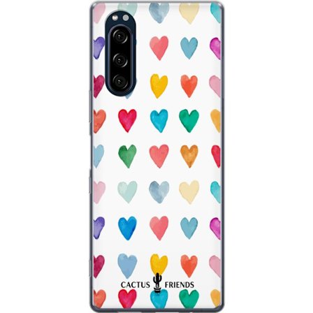 Kompatibelt Mobildeksel til Sony Sony Xperia 5 Cactus and Friends - Watercolor Love Grid