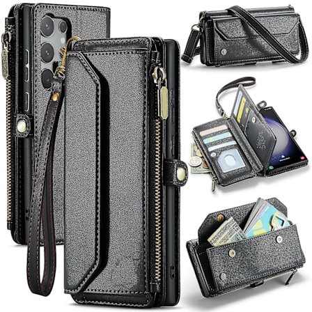 Til Samsung Galaxy S24 Ultra Wallet Etui, Magnetisk Lukning 360 Fuld Stødsikker Beskyttelse Faldabsorption Kraftigt Læder Etui