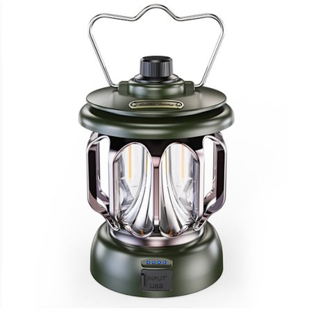 Grønn LED USB Oppladbar Campinglampe Vintage Dimbar Varm Whi