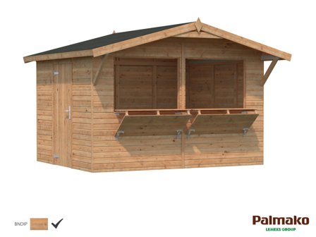 Palmako Stella Kiosk 8,4 m²/inv. 8,2 m², utan golv, brun, impr., Stugor & förråd