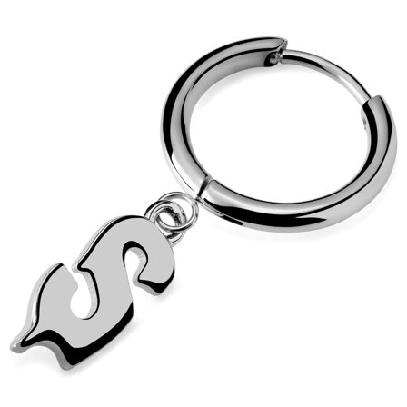 Fahrenheit | Stalowy topiący się kolczyk z literą S dla mężczyzn - Kolczyki kółeczka z zawieszką