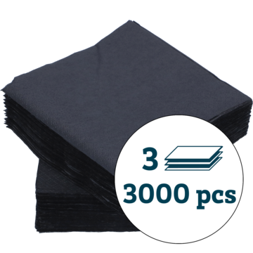 SERVIETT 3-LAG SORT 24X24CM