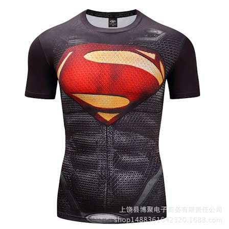 Digitalt tryk Superman kortærmet Captain America Sports Tight Tøj Hurtigtørrende Fitness Stretch T-shirt