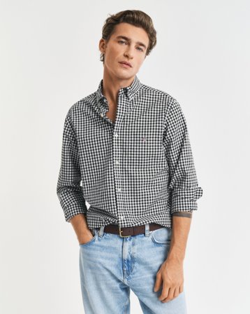 GANT Herren Regular Fit Classic Gingham Popeline Hemd (XL) Schwarz