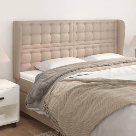Vidaxl Huvudgavel Med Kanter Cappuccino 203x23x118/128 Cm Konstl Brun
