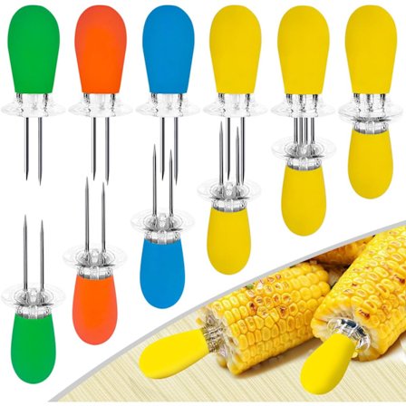 12 kpl/6 paria maissintähkäpidikkeitä, ruostumattomasta teräksestä valmistetut maissintähkäpidikkeet grillivartaille Twin Prong Sweetcorn Holders, 