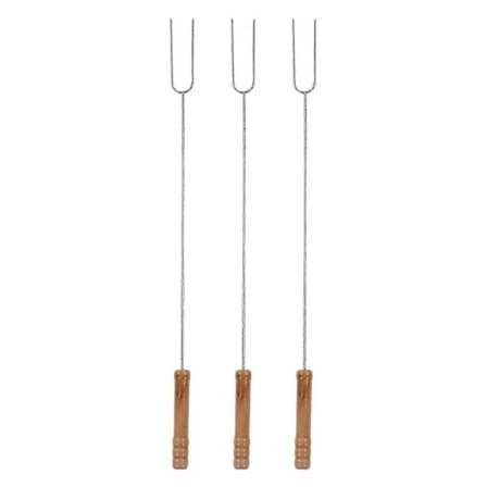 3 stk Grillgafler Multifunksjonell Rustfritt Stål Grillpinne Med Bøketrehåndtak For Utendørs Grilling Camping 47,2cm