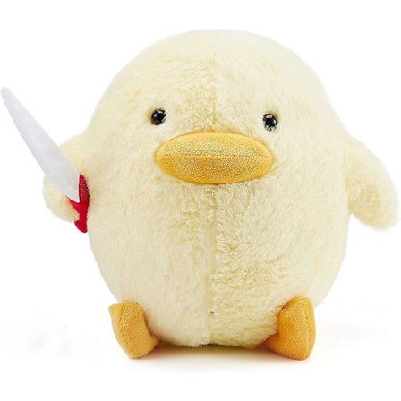 Søt And med Kniv Plysjleker, Myke Kosedyr Plysjdukker, Plysj Putegaver til Barn Voksne (Gul) [DB]