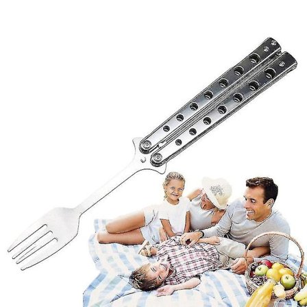 Butterfly Trainer Ske Foldbar Rustfrit Stål Butterfly Træningsske Flaskeåbner Bestik Til RejserBY