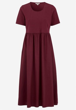 Cellbes of Sweden - Kjole i poplin og jersey i vinrød til damer i størrelse 34/36