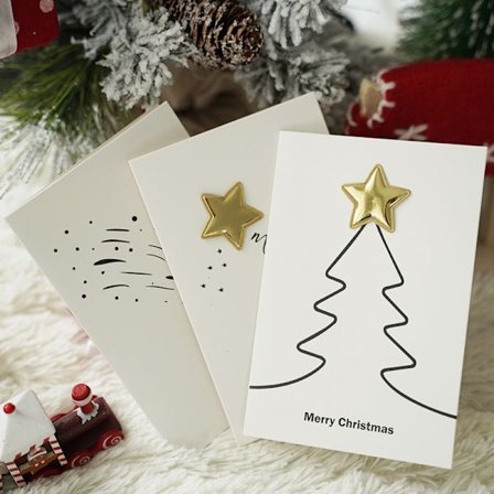 12 stk 3D stjerne lærdekorerte julekort hilsen