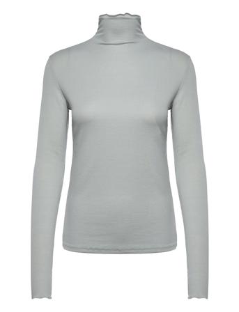 Rib Mock Neck Top Designers T-shirts & Tops Long-sleeved Grey Filippa K