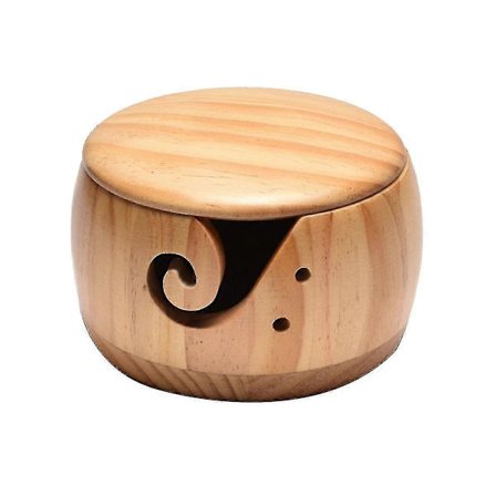 Puinen lankakulho, lankakulhot kannella neulomista varten Virkkaa lankapalloteline Käsintehty langan säilytystila Bo