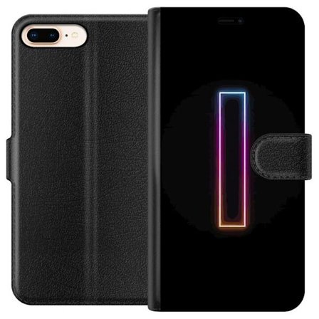Kompatibel Tegnebogsetui til Apple Apple iPhone 8 Plus Minimalistisk neonbogstav I i regnbuefarver mod mørk baggrund