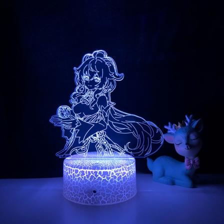 JUSTUP Spillfigur 3D Illusionslampe 16 Farger LED Nattelys med Berørings- og Fjernkontroll for Barn Soveromsdekorasjon -- Gan Yu 1(Crack Seat)