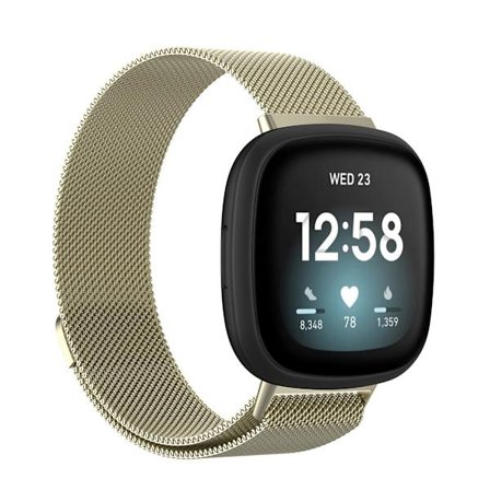Fitbit Versa3/4/Sense 2 Champagne Guld Milanesisk Rustfrit Stål Magnetisk Rem Stor