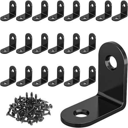 2024, pakke med 20 vinkelbeslag sort metal vinkel 90 grader 30 x 30 mm rustfrit stål lille vinkel med skruebeslag møbler bord stol reol