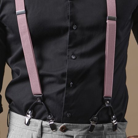 Bretelles roses à pinces au profil étroit pour hommes - Bretelles à pinces