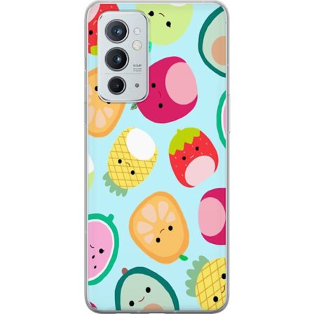 Kompatibelt Mobildeksel til OnePlus 9RT 5G Mønster av kawaii-frukter som jordbær sitron ananas og avocado på lyseblå bakgrunn