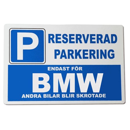 Metall plåtskylt med ' BMW ' design - 30x20 cm skylt